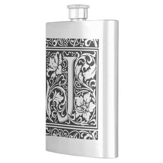 Letter J Medieval Monogram Art Nouveau Flachmann (Links)