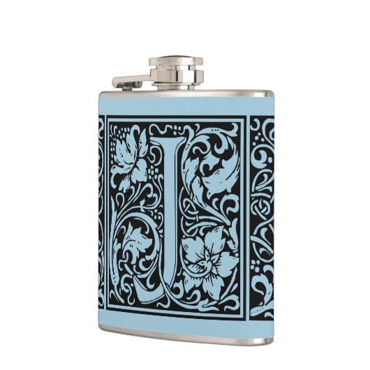 Letter J Medieval Monogram Art Nouveau Flachmann (Links)