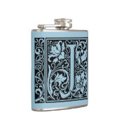 Letter J Medieval Monogram Art Nouveau Flachmann (Rechts)