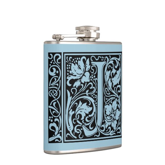 Letter J Medieval Monogram Art Nouveau Flachmann (Rechts)