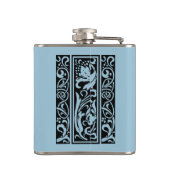 Letter J Medieval Monogram Art Nouveau Flachmann (Rückseite)