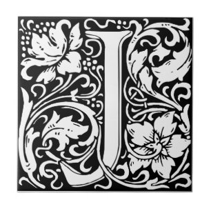 Letter J Medieval Monogram Art Nouveau Fliese