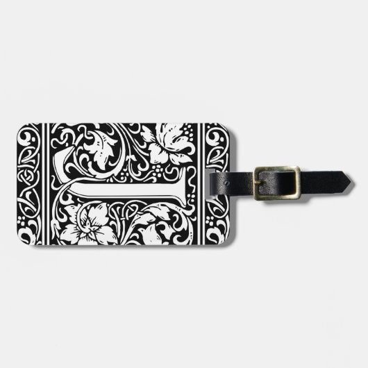 Letter J Medieval Monogram Art Nouveau Gepäckanhänger (Vorderseite horizontal)