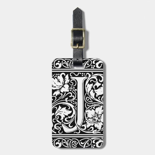 Letter J Medieval Monogram Art Nouveau Gepäckanhänger (Vorderseite vertikal)