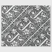 Letter J Medieval Monogram Art Nouveau Geschenkpapier (Flach)