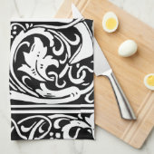 Letter J Medieval Monogram Art Nouveau Geschirrtuch (Viertel Falte)