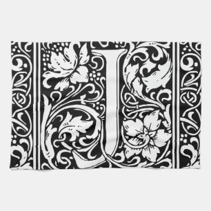 Letter J Medieval Monogram Art Nouveau Geschirrtuch