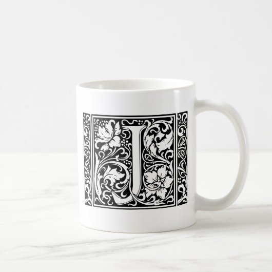 Letter J Medieval Monogram Art Nouveau Kaffeetasse (Rechts)
