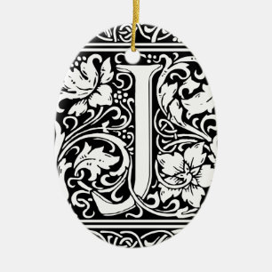 Letter J Medieval Monogram Art Nouveau Keramik Ornament