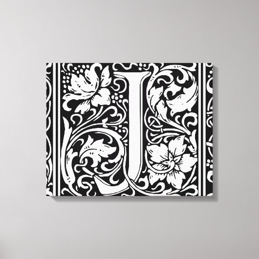 Letter J Medieval Monogram Art Nouveau Leinwanddruck (Vorderseite)
