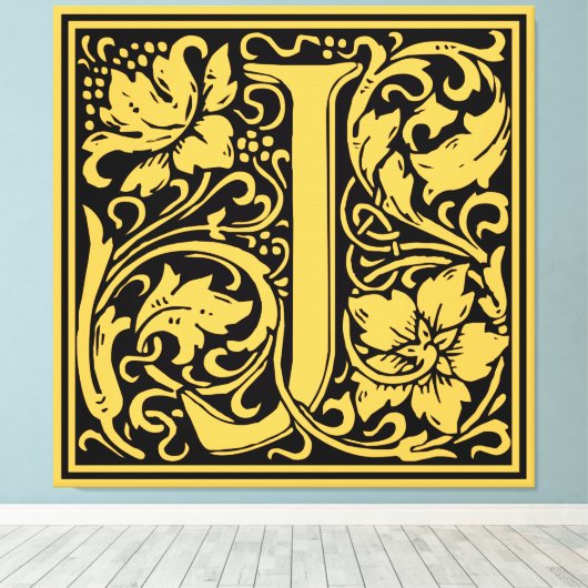 Letter J Medieval Monogram Art Nouveau Leinwanddruck (Insitu (Holzboden))