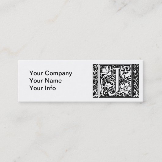 Letter J Medieval Monogram Art Nouveau Mini Visitenkarte (Vorderseite)