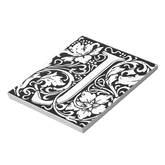Letter J Medieval Monogram Art Nouveau Notizblock (Rotiert)