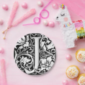 Letter J Medieval Monogram Art Nouveau Pappteller (Party)