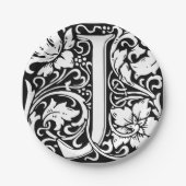 Letter J Medieval Monogram Art Nouveau Pappteller (Vorderseite)