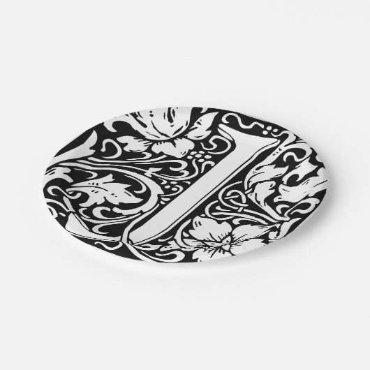 Letter J Medieval Monogram Art Nouveau Pappteller (Schrägansicht)