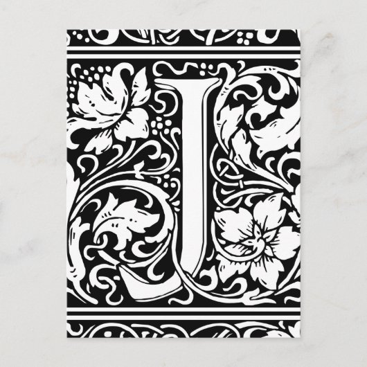 Letter J Medieval Monogram Art Nouveau Postkarte (Vorderseite)