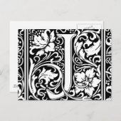 Letter J Medieval Monogram Art Nouveau Postkarte (Vorne/Hinten)