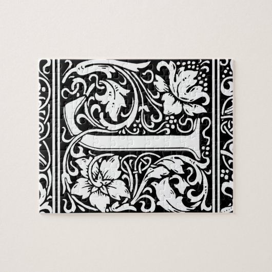 Letter J Medieval Monogram Art Nouveau Puzzle (Horizontal)