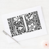 Letter J Medieval Monogram Art Nouveau Rechteckiger Aufkleber (Umschlag)