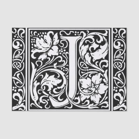 Letter J Medieval Monogram Art Nouveau Seidenpapier (Vorderseite)