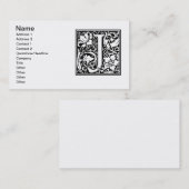 Letter J Medieval Monogram Art Nouveau Visitenkarte (Vorne/Hinten)