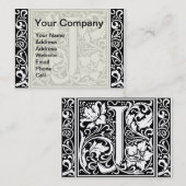 Letter J Medieval Monogram Art Nouveau Visitenkarte (Vorne/Hinten)