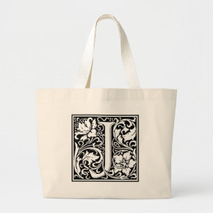 Letter J Medieval Monogram Vintag Initial Large Jumbo Stoffbeutel