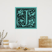 Letter J Medieval Monogram Vintage Initial Poster (Küche)