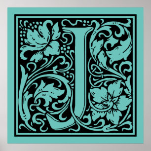 Letter J Medieval Monogram Vintage Initial Poster