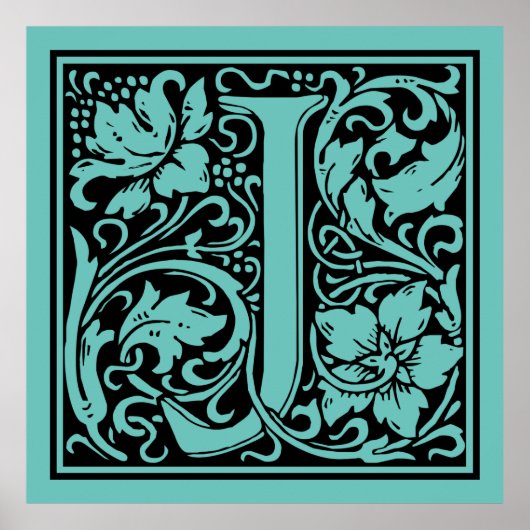 Letter J Medieval Monogram Vintage Initial Poster (Vorne)