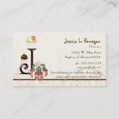 Letter J Monogram Dessert Bakery Business Cards Visitenkarte (Rückseite)