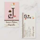 Letter J Monogram Dessert Bakery Business Cards Visitenkarte (Vorne/Hinten)