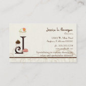 Letter J Monogram Dessert Bakery Business Cards Visitenkarte (Rückseite)