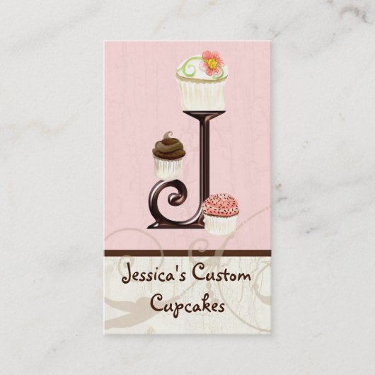 Letter J Monogram Dessert Bakery Business Cards Visitenkarte (Vorderseite)
