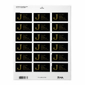 Letter J Monogram Gold Address Label Adressaufkleber (Vorne)