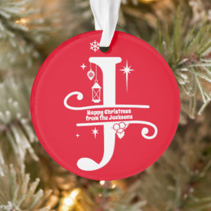 Letter J Monogram Initial Family Name Gruß  Ornament