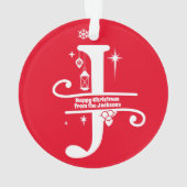 Letter J Monogram Initial Family Name Gruß Ornament (Rückseite)