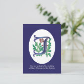 Letter J Monogram-Lilie Einladung (Stehend Vorderseite)