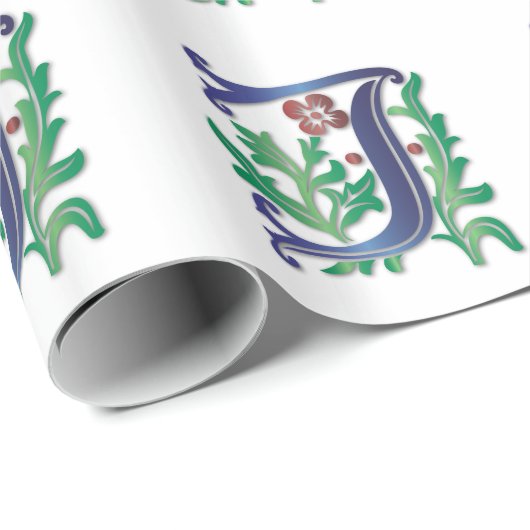 Letter J Monogram-Lilie Geschenkpapier (Rolleneckpunkt)
