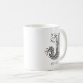 Letter J Monogram Modern Name Coffee Tasse (VorderseiteRechts)