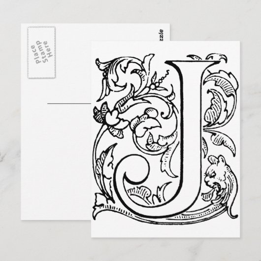 Letter J Monogram Postkarte (Vorne/Hinten)