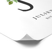 Letter J Monogram Watercolor Peach Florals Kinderz Poster (Ecke)