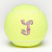 Letter J-Monogramm-Girls personalisierte Doodart Tennisbälle (Vorderseite)