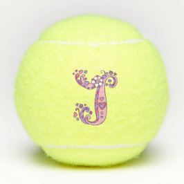 Letter J-Monogramm-Girls personalisierte Doodart Tennisbälle