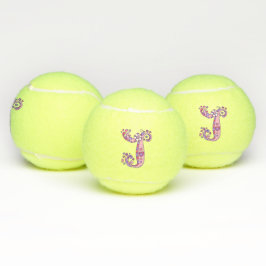 Letter J-Monogramm-Girls personalisierte Doodart Tennisbälle