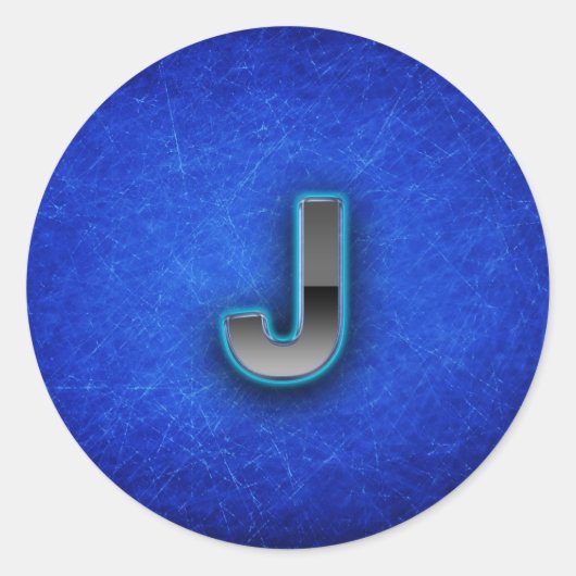 Letter J - Neon Blue Edition Runder Aufkleber (Vorderseite)