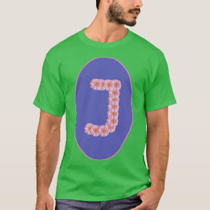 Letter J Pink Gerbera Daisy Monogram T-Shirt