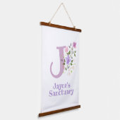 Letter J plus Vorname mit floralem Design Wandteppich Mit Holzrahmen (Gewinkelt)