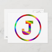 Letter J Rainbow Postkarte (Vorne/Hinten)